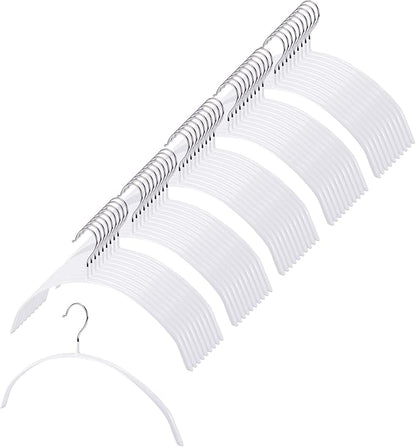 AYO Clothes Hangers, Non-Slip, Jacket Hangers, Set of 50, White Hangers, Prevents Cracking, for Both Wet and Dry Use, Slim Type, Laundry Storage Hangers, Popular Ranking