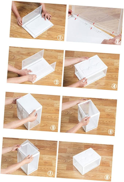 GLEAVI Plastic Shoe Box for Basketball Shoes 36x26x20CM for Home and Closet Organization