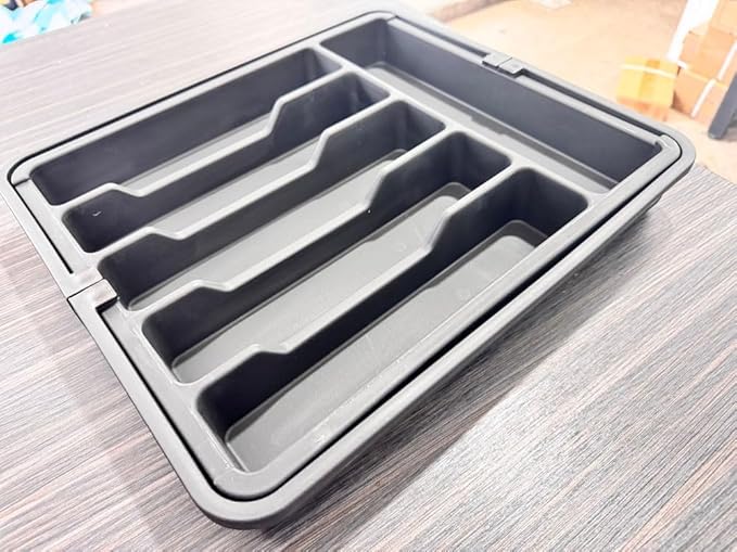 Expandable Drawer Organizer for Kitchen Utensils – Adjustable Silverware Organizer Tray with 8 Compartments for Kitchen Drawer Storage
