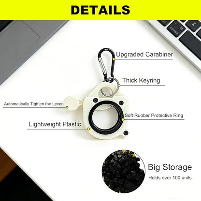 Zip Tie Holder Cable Tie Organizer Clip with Carabiner—Ideal for Tool Belts, Electrician Tool Storage, Reusable, Portable (White, 4-Pack)