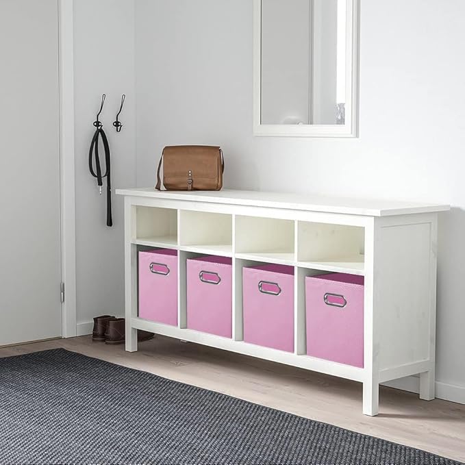 ShellKingdom Storage Bins, Foldable Fabric Storage Cubes And Cloth Storage Organizer Drawer with Metal Handle For Closet And Toys Storage, 11 X 10.5 X 10.5 INCH, 6 Pack (Pink)