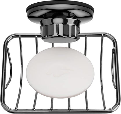 iPEGTOP Super Powerful Vacuum Suction Cup Shower Soap Dish - Strong Rustproof Stainless Steel Soap Saver Sponge Holder for Bathroom & Kitchen Sink (Graphite) - 2 Pack