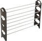 Home-Complete 4-Tier Stackable Shoe Rack, Freestanding Metal Shoe Organizer for Entryways or Closets, Space Saving Storage for Heels, Sneakers and Boots