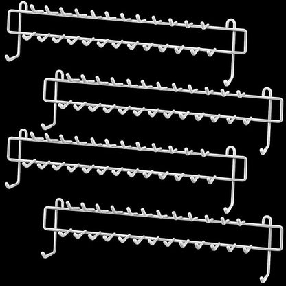 Gisafai 4 Pcs Tie Rack Organizer Wall Mounted Belt Holder Rack for Closet with Rubber Tips 100 Hooks in Total Hanging Organizer Hanger for Ties, Belts, Scarves, Jewelry, Necklaces
