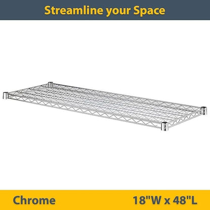 2 Pack Chrome Additional Wire Shelf for 18" x 48" Shelving Units, Replacement Shelves for Wire Rack