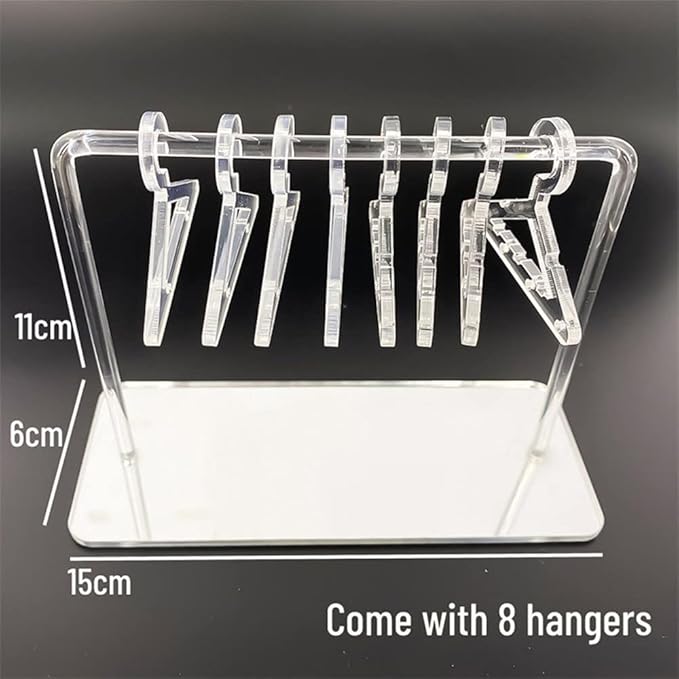 Earring Hanger Rack with 8 Mini Coat Hangers, Acrylic Earring Holder Display Stand, Ear Studs Hanging Earrings Organizer For Women Girls, Transparent