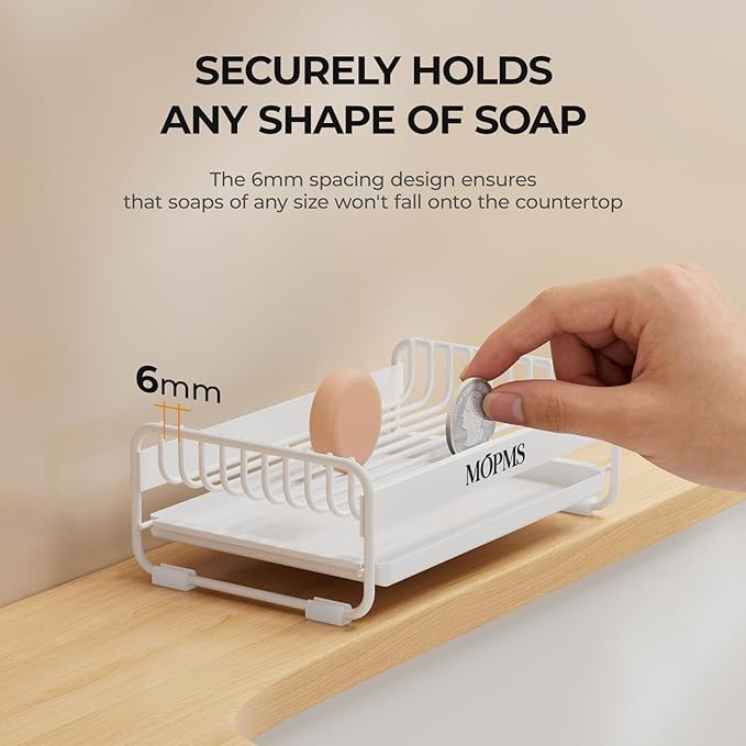 Soap Dish for Shower, Carbon Steel Bar Soap Holder with Drainage and Water Tray, Soap Saver for Bathroom, Kicthen Sink and Countertop
