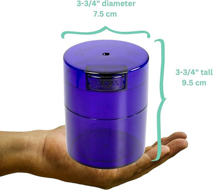 Tightvac - Premium Airtight Herb Storage Container - Holds ½ oz to 3 ounces - Keep Your Herbs and Dry Goods Fresh and Flavorful. Blue Tint