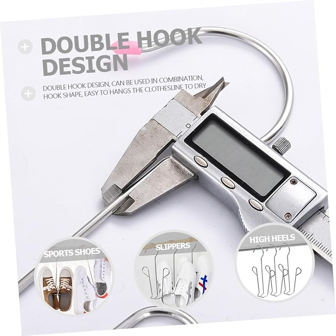 Cabilock Stainless Steel Hanging Shoe Organizer Rack U-Shaped Multi-Function Slippers Drying Hanger for Balcony and Closet, 5pcs with Plastic Caps Random Color Random Color