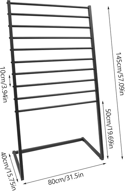 Scarf Display Stand, 10 Tier Metal Scarf Holder Organizer, Scarf Hanger Scarf Holder Scarf Organizer Belt Organizer Pants Rack Scarf Rack for Commercial Clothing Retail Store (Black, 80cm)