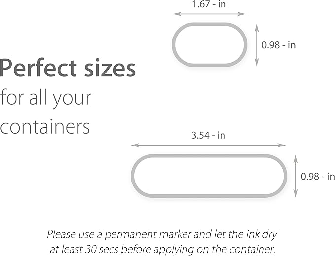 Waterproof Vinyl Kitchen Labels for OXO POP Containers, Removable Writable Food Storage Stickers, Tear-Resistant Pantry Organization Decals for Plastic, Glass Jars, 2 Assorted Sizes, 64 Pack