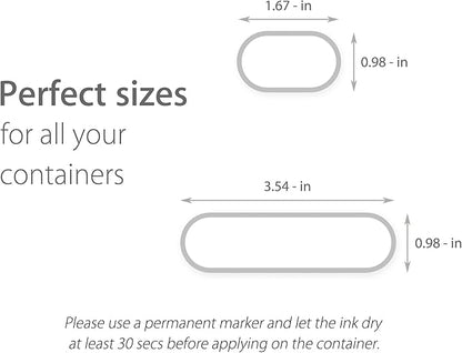 Waterproof Vinyl Kitchen Labels for OXO POP Containers, Removable Writable Food Storage Stickers, Tear-Resistant Pantry Organization Decals for Plastic, Glass Jars, 2 Assorted Sizes, 64 Pack