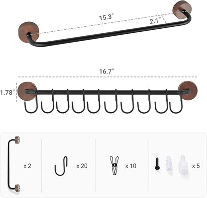 Mkono Hat Rack for Wall Hat Organizer for Baseball Caps Hanger with 20 Hooks Modern Metal Hat Holder Wall-Mounted Ball Caps Display for Closet Door Bedroom Entryroom Laundry, Set of 2