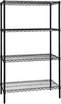 Quantum Storage Systems WR63-3042BK-5 Wire Shelving Starter Kit, 42" W x 30" D x 63" H, 600 lbs Capacity, Carbon Steel, Epoxy Coated, Black, NSF