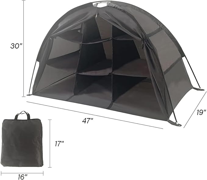 Camping Organizer Shoes,Tent Organizer, RV Shoe Organizer with Zippered Flap(Black)