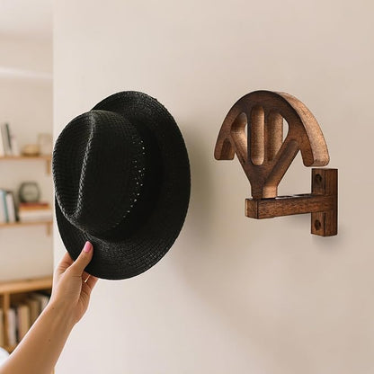 Wall Mounted Denim Hat Rack, Adjustable Shape Retention Hat Rack, Wooden Wall Mounted Hat Display Rack for Cowboy Hats and Baseball Caps (2 Sets)