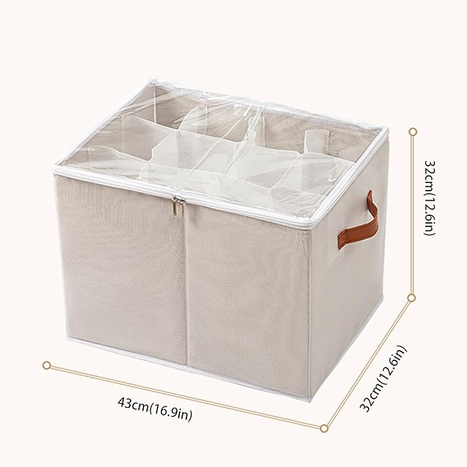 (2 Pack) Shoe Organizer for Closet, Shoe Storage Bins Foldable Shoe Storage Box Containers with Clear Cover and Sturdy Handles,Shoe Rack for Closet Storage for Sneakers Heels Slippers (Gray Small)