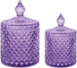 R FLORY 2 Pack Qtip Holder Glass Apothecary Jars with Lids Bathroom Storage Organizer for Cotton Swabs, Balls, Pads, Floss Picks, Vanity Storage Containers for Makeup, Candy, Jewelry (10+24oz, Purple)