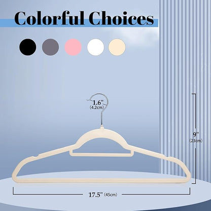 Smartor Velvet Hangers 120 Pack, Non Slip Clothes Hangers with Shoulder Notches, Premium Slim Space Saving Felt Hanger for Closet Organizers and Storage, Heavy Duty Hanger for Coat, Ivory