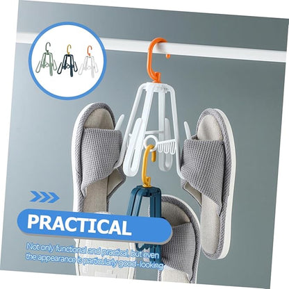 Outanaya 3pcs Multi Functional Drying Shoe Rack Foldable Plastic Organizer for Slippers Double Hook Design for Home Use Space Saving Hanging Drying