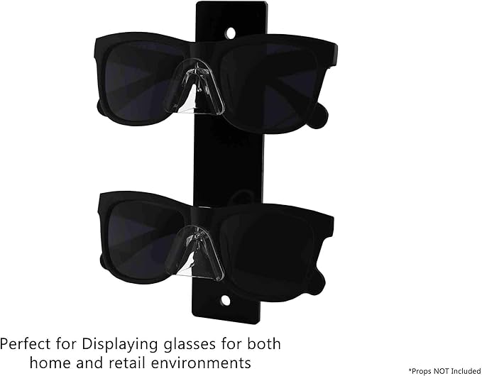 Marketing Holders 6 Pack Sunglass Holder Black Back Clear Nose 2 Tier Wall Mount Sunglasses Rack with Hanging Hardware and 2 Pre Drilled Holes Bifocals Spectacles Glasses Display
