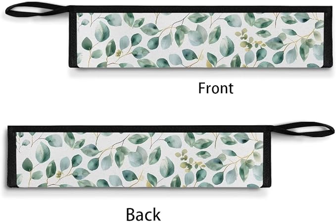 Cutlery Pouch Silverware Set Bag Tableware Carrying Case with Carrying Handle, Carry-On Utensil Holder Toiletry Bag for Travel Picnic Outdoor,Green Leaves Pattern