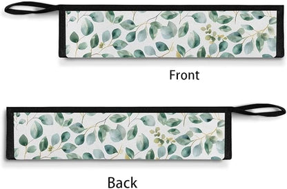 Cutlery Pouch Silverware Set Bag Tableware Carrying Case with Carrying Handle, Carry-On Utensil Holder Toiletry Bag for Travel Picnic Outdoor,Green Leaves Pattern