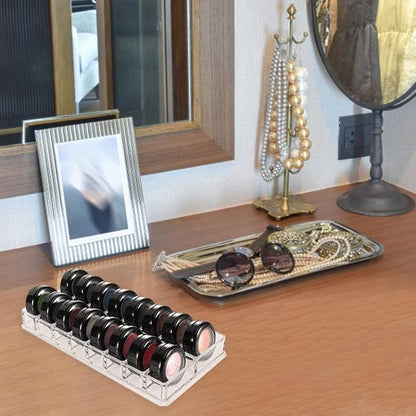 Eforcase Clear Acrylic Makeup Compact Organizer, 16 Grids Makeup Storage Organizers, Eyeshadow Pallet Storage for Lipstick Cosmetic Display Case Lipstick Organizer for Vanity