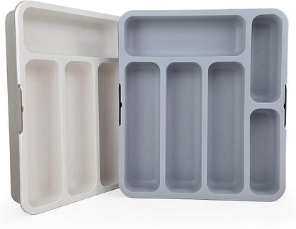 Furndiy Expandable Drawer Organizer Utensil Tray for Kitchen | Flatware and Cutlery Holder, Compact Storage for Spoons Forks Knives | Cutlery Utensil Set for | Based in USA