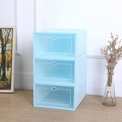 MAGICLULU 6pcs Women Shoes Storage Box Plastic Clamshell Shoe Organizer 31x21.5x12.5cm Stackable Storage Case for Closet and Travel