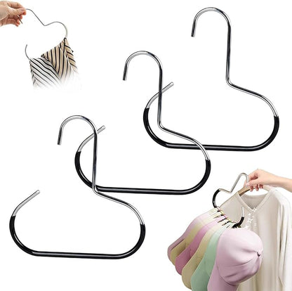 Durable Steel Hangers: Maximize Closet Space with Versatile Storage, Multifunctional Stainless Steel Hat Hangers, Heavy Duty Space Saving Closet Organizer for Hats, Scarves, Belts (Black,3PCS)