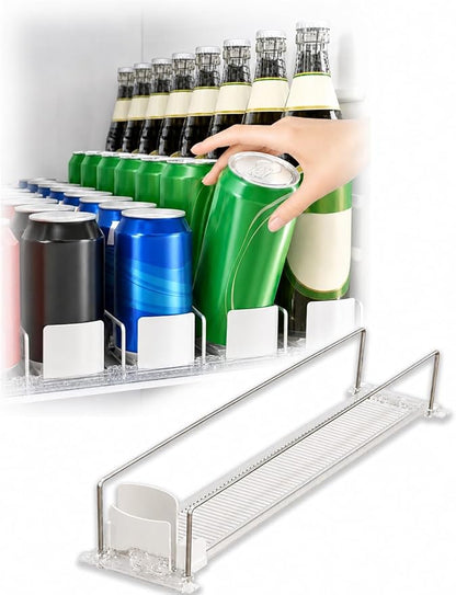 Self-Weight Sliding Shelf Beverage Organizer,Front-Facing Fridge Can Dispenser,Adjustable Rolling Tray for Retail Display(75x510 mm)