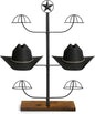 Cowboy Hat Rack for Retail Display, 6 Hat Countertop Hat Display Stand with Wood Base, Freestanding Hat Display Rack and Western Hat Organizer for Cowboy Hats, Fedoras, Caps, Vendor Booth, Closet