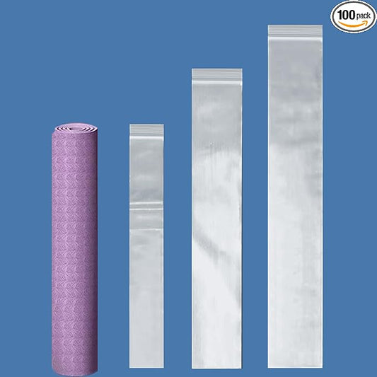 8x30 Inch (100-Pack) Long Plastic Zip Lock Seal Poster Bags, 6 Mil Clear Narrow Sleeves Reclosable Blueprint Bags Waterproof Tube Storage Bag