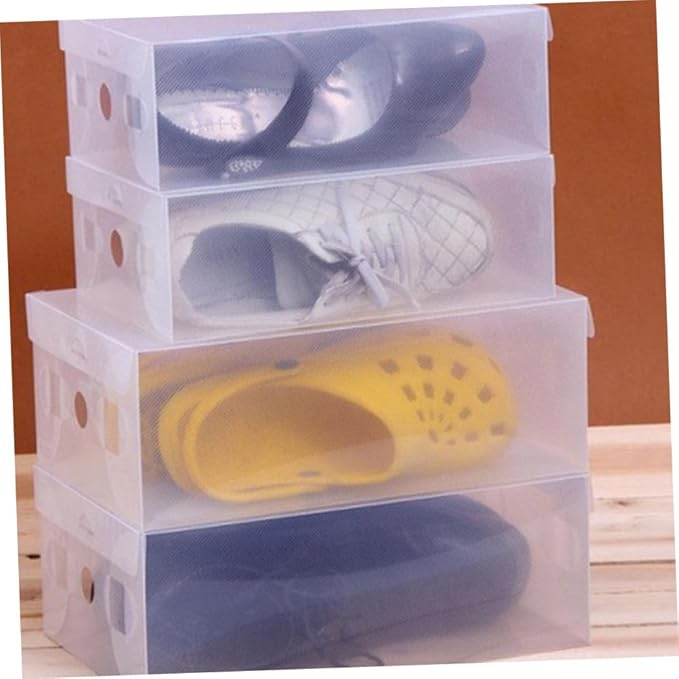 Sosoport 6pcs Plastic Shoe Boxes Lid Storage Case for Home Entryway Dustproof Shoe Organizer Small Item Storage Bins Space Saving Tidy Design
