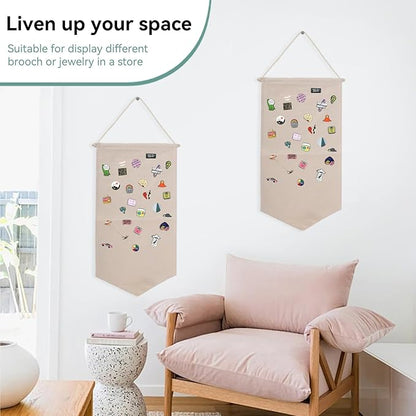 Cyrank Hanging Brooch Pin Storage Organizer, Enamel Pin Wall Display Banner Wall Hanging Brooch Jewelry Storage Case for Display Pins, Buttons and Lapel Collections