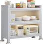 3-Tier Bread Rack with Transparent Flip Door, Coffee Station & Microwave Storage, Kitchen Organizer for Home, Office, Pantry & Garage (White, 80cm/31in)