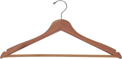 Household Essentials 26140 CedarFresh Red Cedar Wood Clothes Hangers with Fixed Bar and Swivel Hook - Set of 4, Brown,red