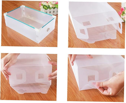 6Pcs Shoe Storage Boxes with Flip Lid, Plastic Shoe Containers 28X18X10Cm Medium White for Home Dustproof Organization
