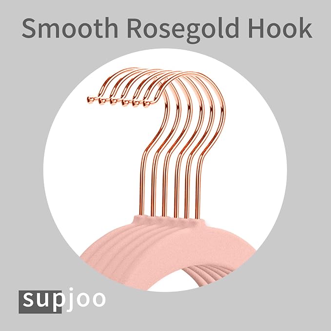 Premium Velvet Hangers Blush Pink- Rose Gold Swivel Hooks -Non Slip Sturdy Suit Hangers- Felt Hangers-Space Saving Clothes Hangers 50 Pack for Skirts Coats(Blush Pink/Rose, 50 Pack)