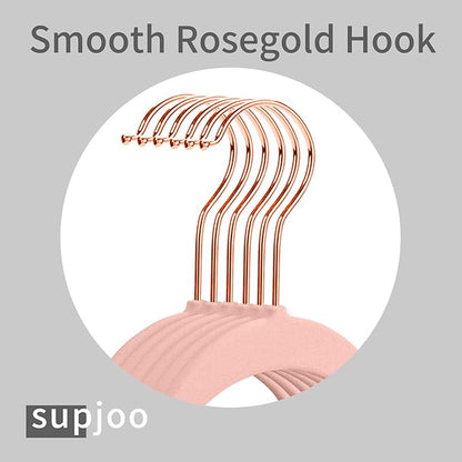 Premium Velvet Hangers Blush Pink- Rose Gold Swivel Hooks -Non Slip Sturdy Suit Hangers- Felt Hangers-Space Saving Clothes Hangers 50 Pack for Skirts Coats(Blush Pink/Rose, 50 Pack)