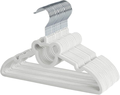 ManGotree 12.8" Kids Velvet Hangers, Non-Slip Felt Baby Clothes Hanger, Cute Bear Hanger for Nursery, Space Saving Toddler Hangers for Children's Closet (20 Pack, White)