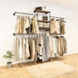 KaKaBB Industrial Pipe Clothing Rack - Heavy Duty Wall Mounted Clothes Rack, Corner Closet System, DIY Wardrobe Organizer with Shelves, Walk in Closet Storage (BLACK, 94.5")