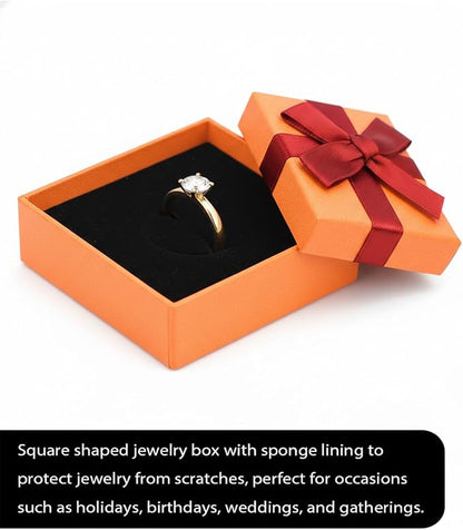 Rocutus Jewelry Gift Boxes for Necklace, Earring, Ring - Cotton Filled Cardboard Paper Jewelry Box Gift Cases for Wedding, 12 Pack Engagement, Gift Packaging, Luxury Jewelry Box, Ring Box (Orange)