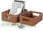Plastic Storage Baskets for Shelves and Cabinets, Wicker Storage Baskets for Shelves, Pantry Baskets Organization and Storage, Water-Resistant and Durable(Set of 2, Dark Brown)