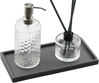 FREELOVE Concrete Decorative Trays for Perfume Cosmetic Bottles Jewelry Jar Candle, Cement Serving Tray for Bathroom Vanity Counter Coffee Table Toilet Tank (Dark-Grey, Rectangle 5.3''X11'')