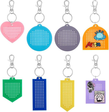 BENECREAT 8Sets Acrylic Pin Display Keychain, Acrylic Brooch Display Trays with Brass Jump Rings & Alloy Clasps for DIY Brooch Badge Holder and Enamel Pin Organizer, Bookmark Style