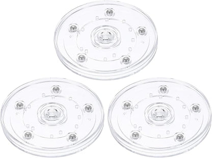 uxcell 3Pack Acrylic Lazy Susan Turntable, 4" Spinner Lazy Susan Turntable Organizer, Acrylic Ball Bearing Rotating Tray for Pantry Spice Rack Decorating, Clear