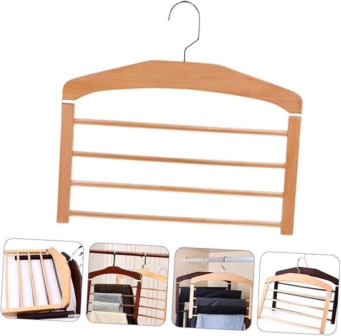 Multifunctional Non Wooden Clothes Hanger for Pants and Skirts Natural Finish Ideal for Closet Organization and Drying Space Saving Design
