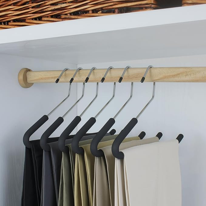Open Ended Pants Coat Hangers, 20 Pack Non-Slip Foam Padded Pants Hangers, Space Saving Heavy Duty for Jeans, Trousers, Slacks